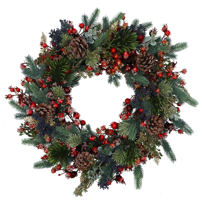 Wreath, 54cm - Cones, Berries & Spruce