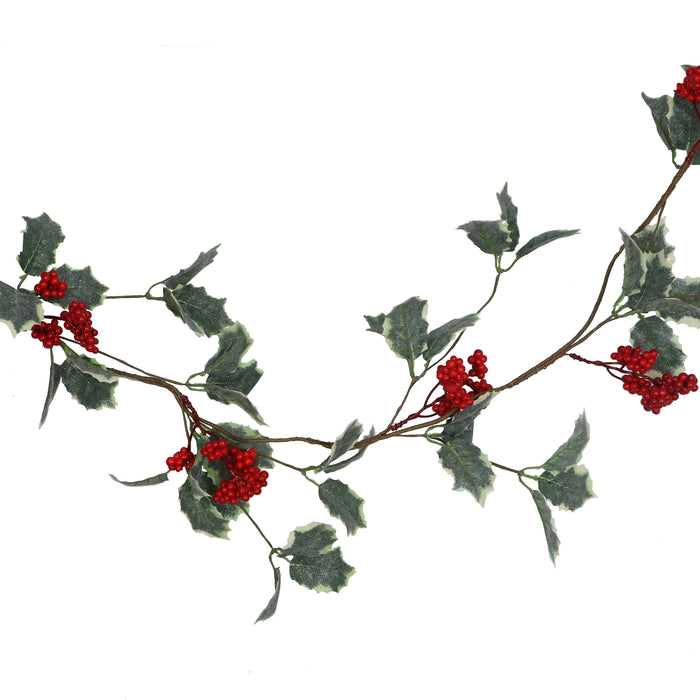 Garland, 1.3m - Variegated Holly & Red Berries