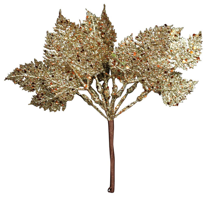 Gold Sparkling Leaf Pick