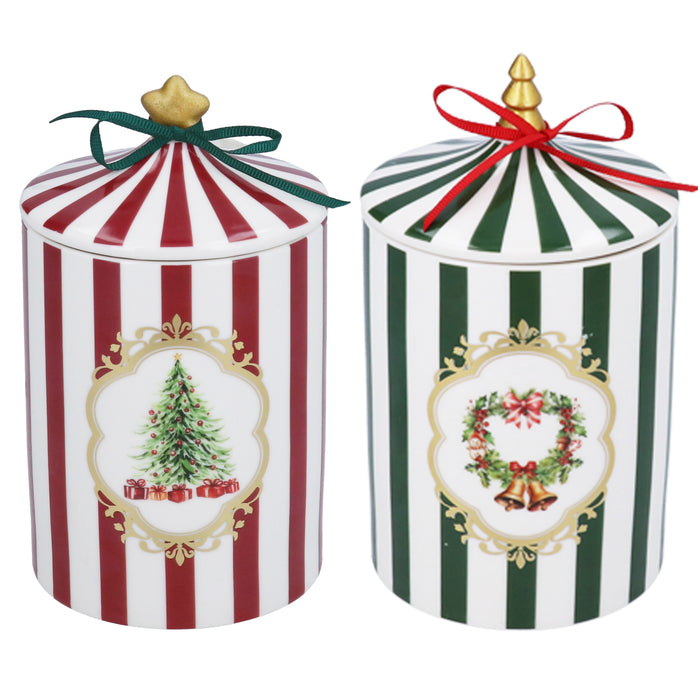 Ceramic Jar Soy Candle - Stripe, 2as