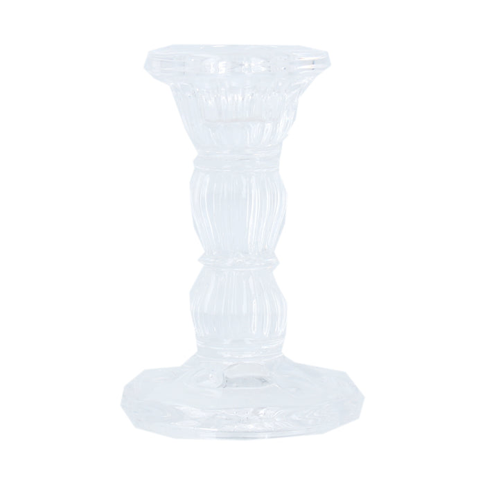 Clear Glass Moulded Candlestick, Sml