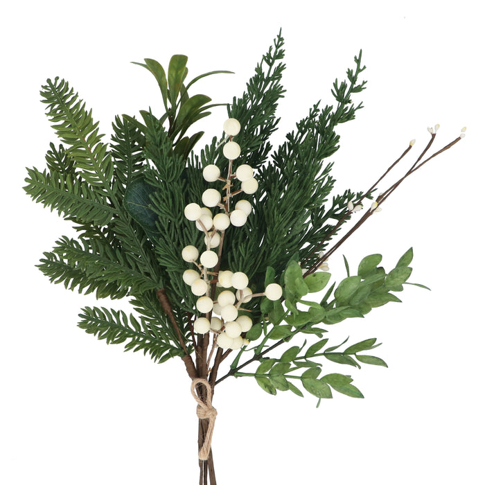 Winter Foliage Bunch w White Berries Spra