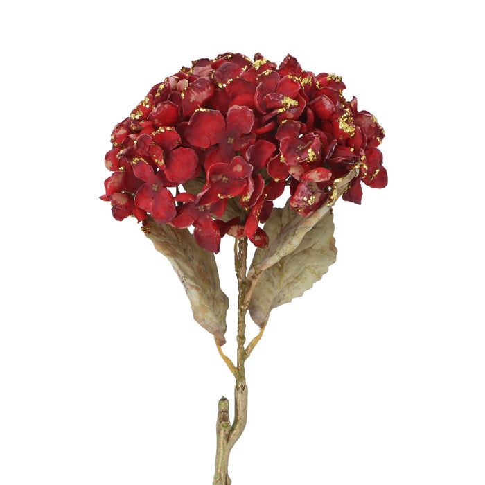 Stem, 62cm - Burgundy/Gold Glitter Hydrangea