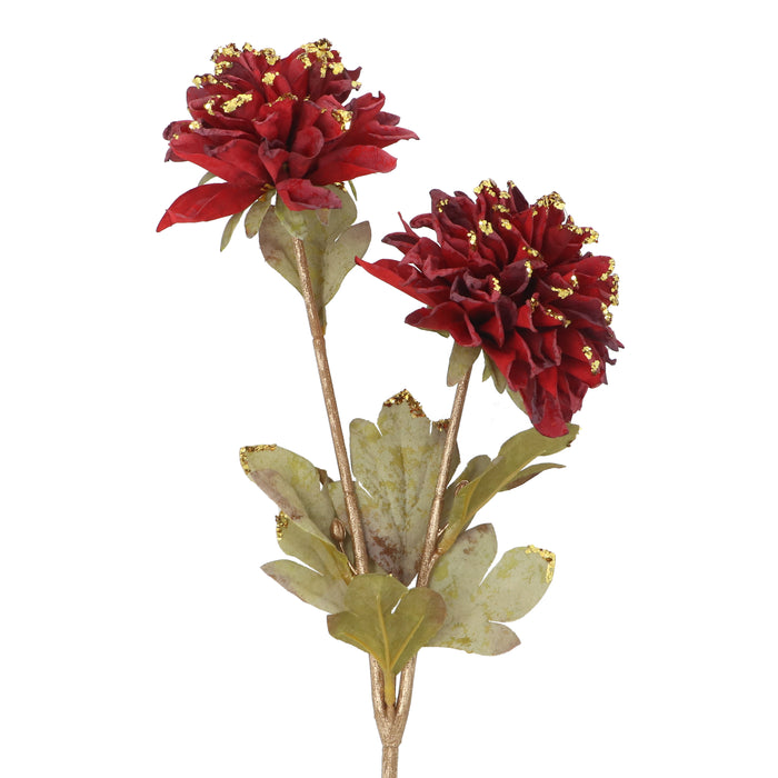 Spray, 57cm - Burgundy/Gold Glitter Dahlia