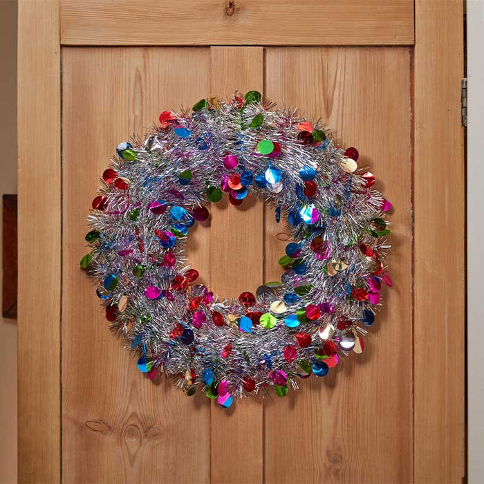X-Bling! Silver Bauble Wreath - 45cm