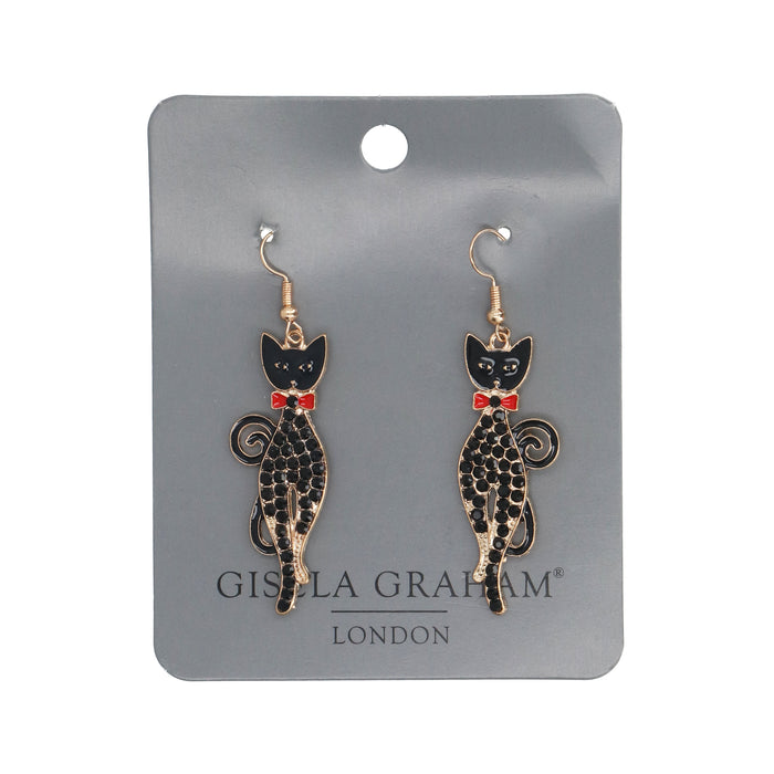 Earrings - Jewelled Black Cats