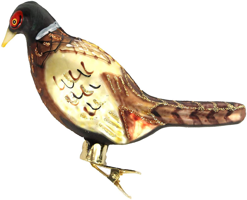 Painted Glass Clip On Pheasant