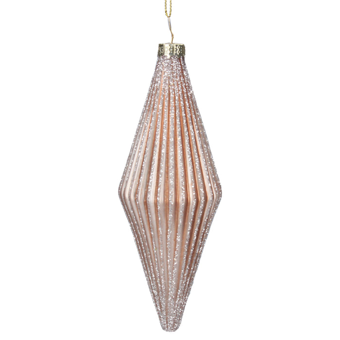 Gold/Silver Ribbed Glass Teardrop