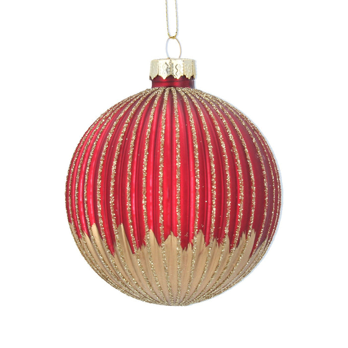 Glass Bauble 8cm - Two Tone Cherry Red/Go
