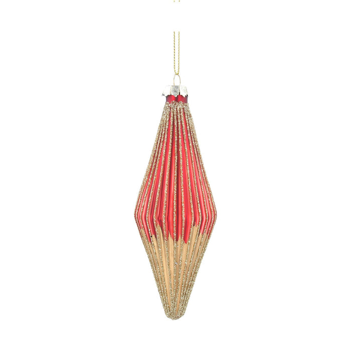 Red/Gold Ribbed Glass Drop