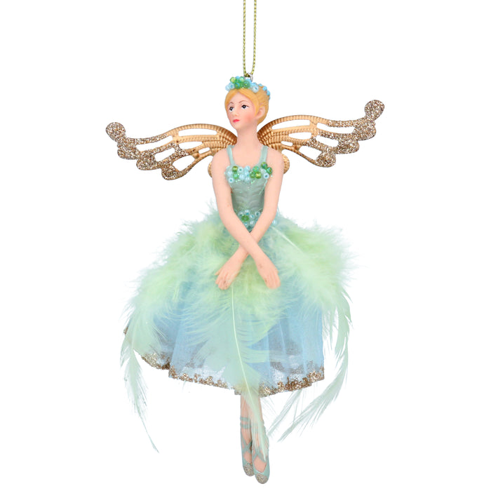 Resin/Fabric Pale Blue/Green/Gold Fairy D
