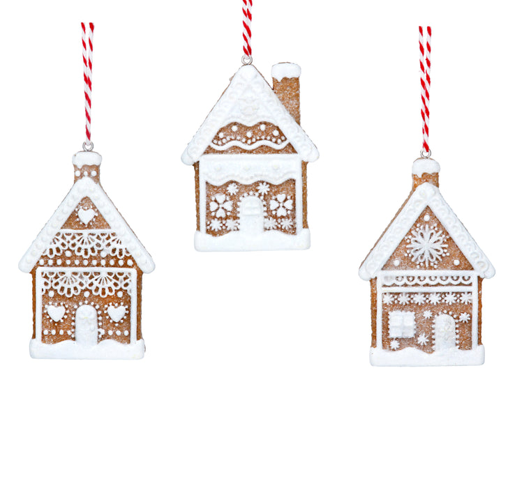 Resin Gingerbread Lace House Dec, 3as