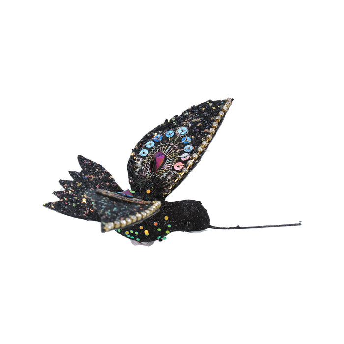 Black/Multi Glitter Hummingbird Clip