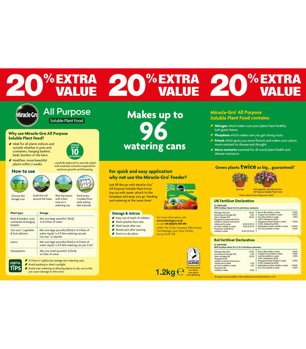MIRACLE-GRO ALL PUR PF 12X1KG + 20% FREE