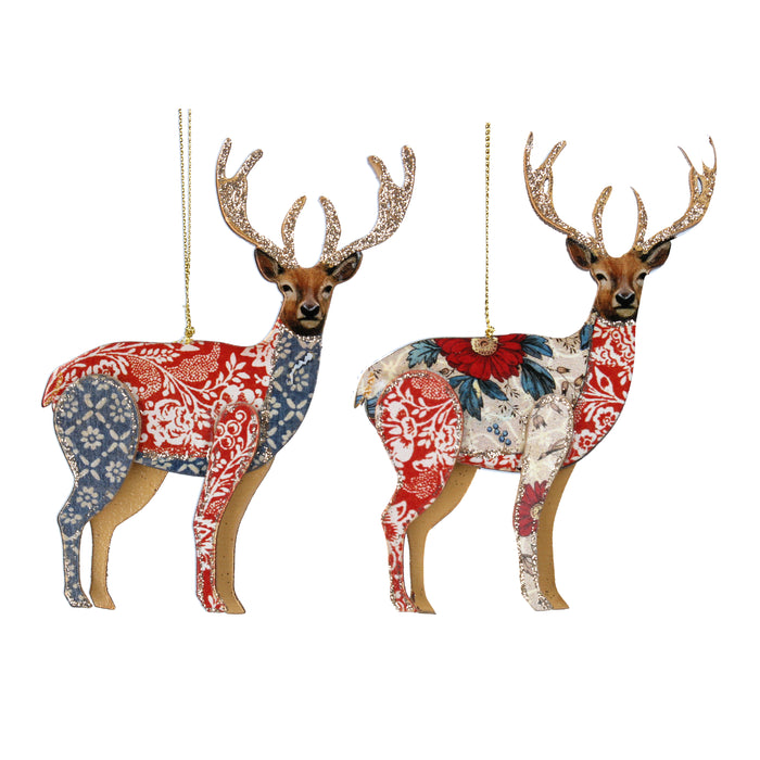 Christmas Arts&Crafts Wood Stag Dec, 2as
