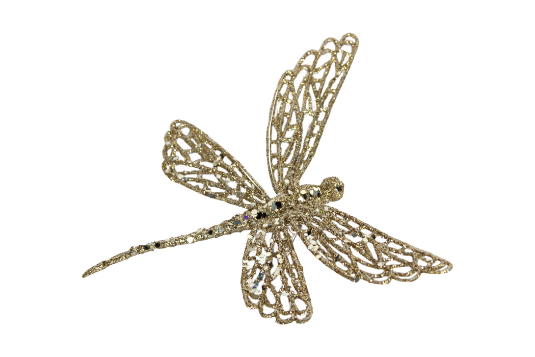 Gold Glitter Dragonfly Clip