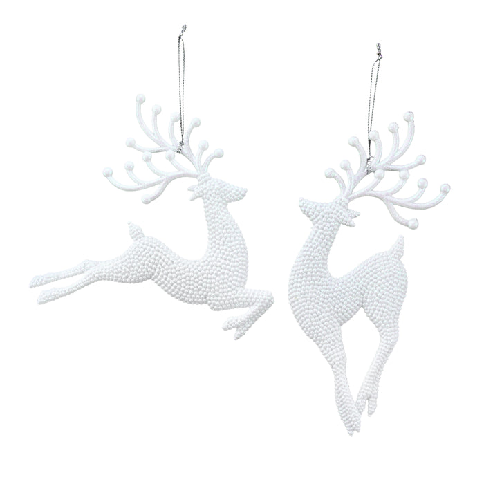 White Glitter Reindeer Dec, 2as - 14/17cm