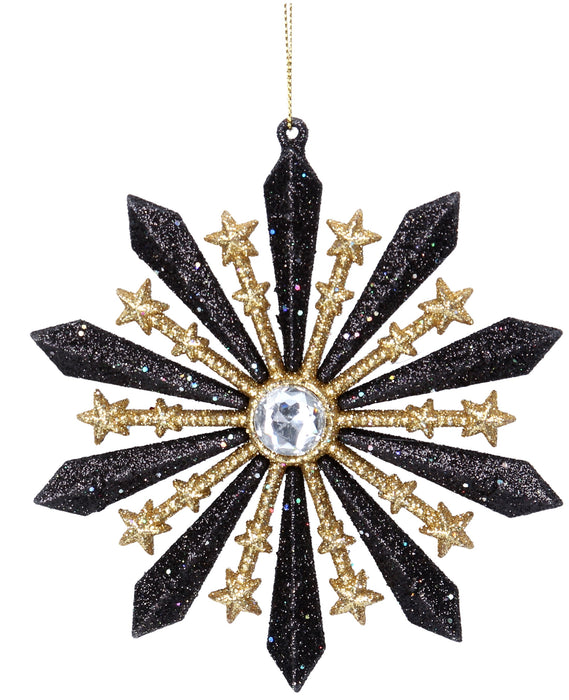 Black/Gold Glitter Starburst Dec, 2as
