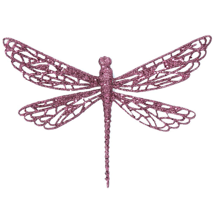 Clip on Dragonfly 17cm - Mauve Glitter