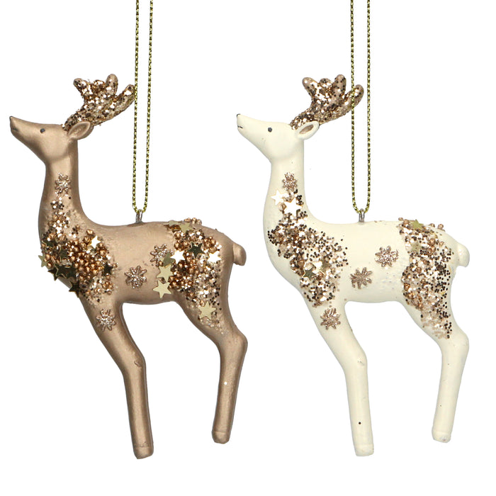 Gold/Cream Resin Reindeer Dec, 2as, Lge