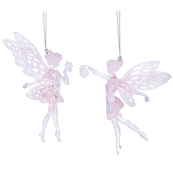 Pink/Irid Acrylic Fairy Dec, 2as