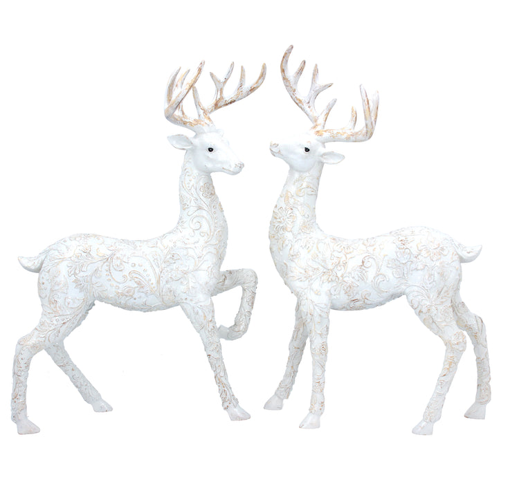 White Embossed Resin Stag Orn, 2as