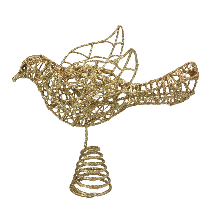 Gold Glitter/Wire Bird Tree Topper