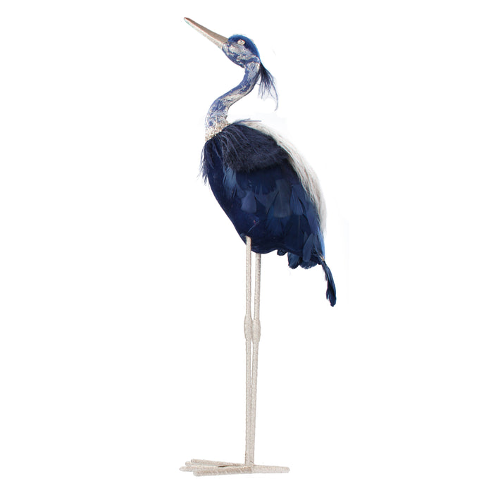 Blue/Cream Fabric/Feather Stork Orn