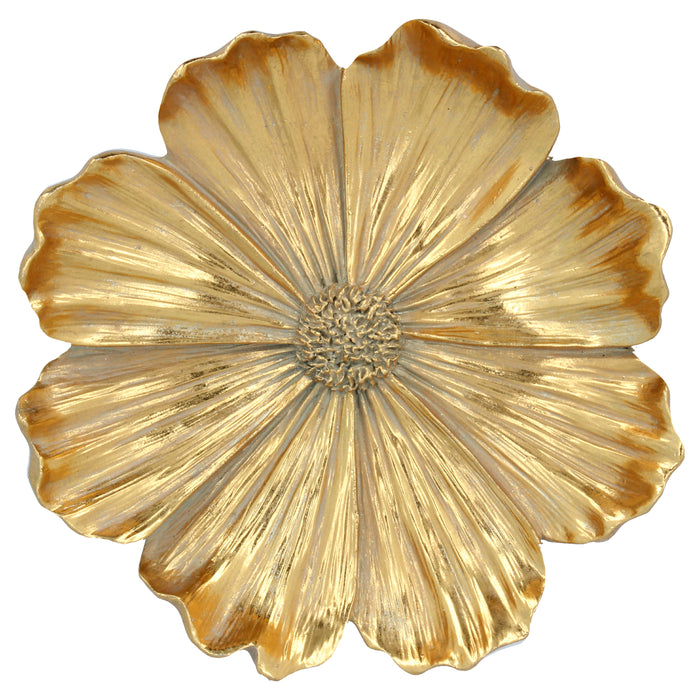 Gold Resin Magnolia Flower Wall Plaque, L