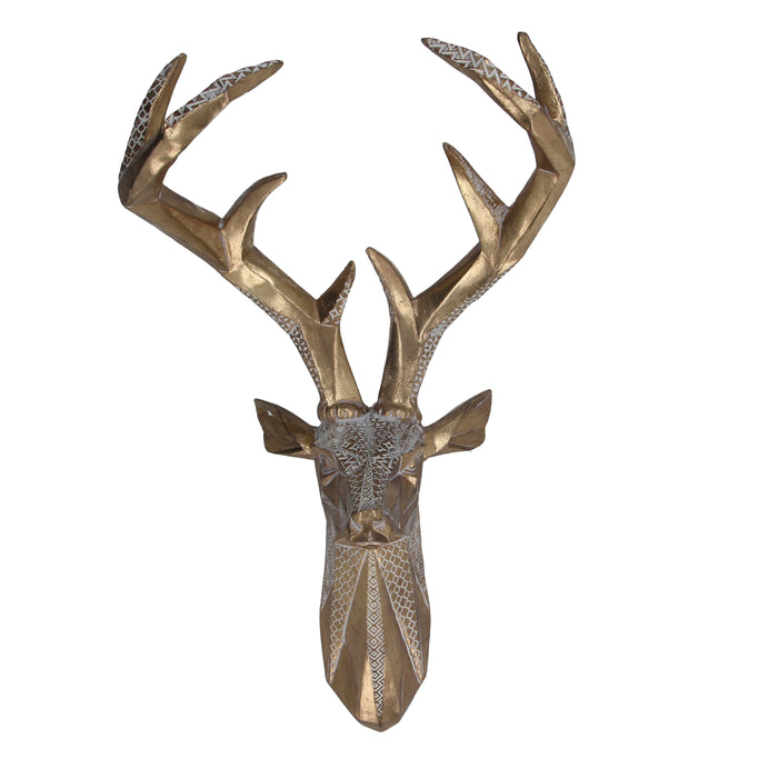 Textured Gold Resin Stag Head Wall Plaque