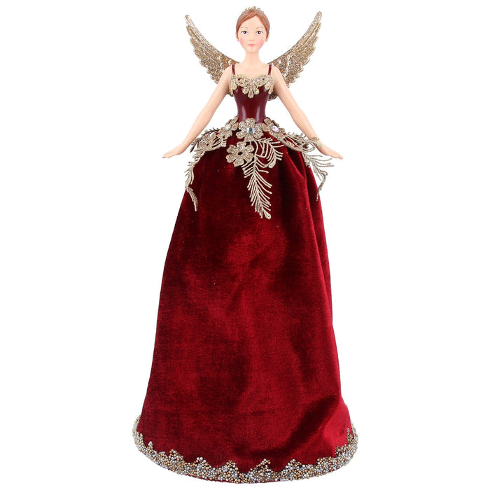 Tree Topper 28cm - Lux Burgundy Velvet Fa