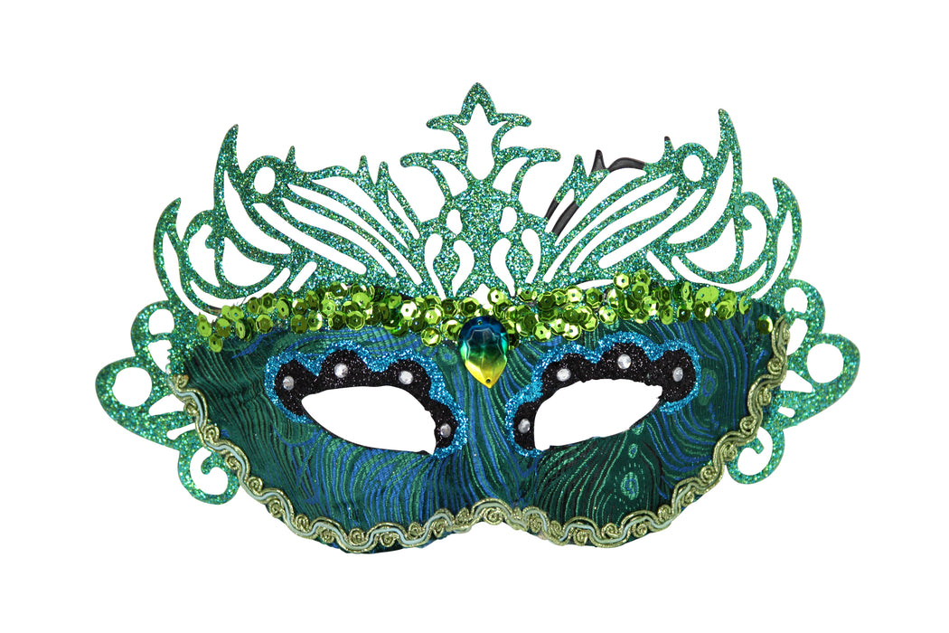 Peacock Coloured Acrylic Filigree Mask