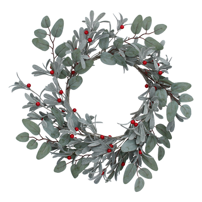 Frosted Leaf/Red Berry Wreath