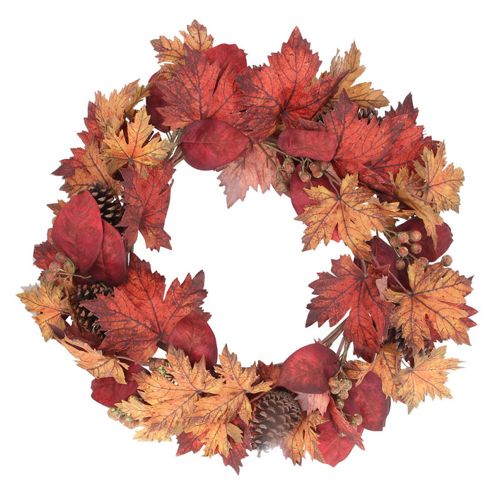 Wreath 60cm - Autumn Maple Lead/Cone