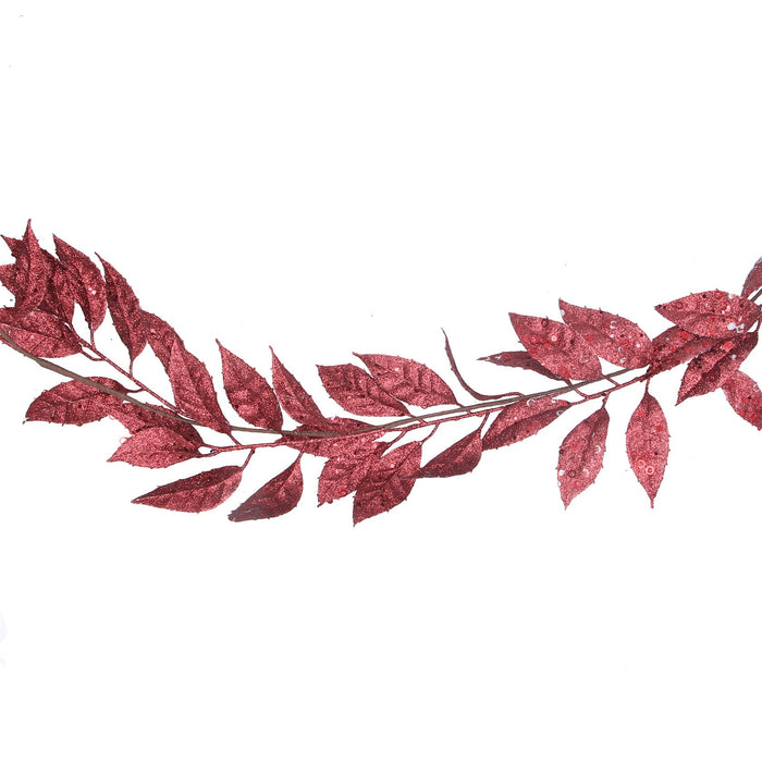 Garland 180cm - Burgundy Glitter Leaf