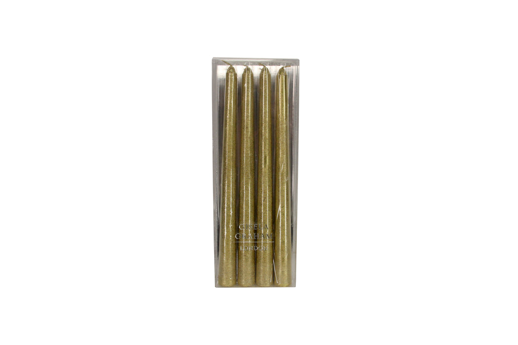 Gold Dipped Wax Taper Candle, Pack/4,  (L