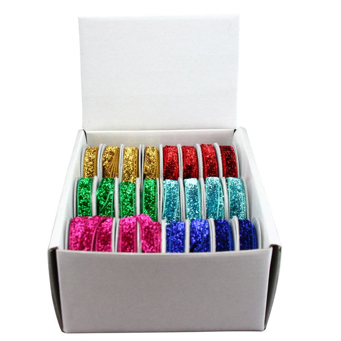 Ribbon 3m/0.9cm - Box/24 Glitter Ribbon,