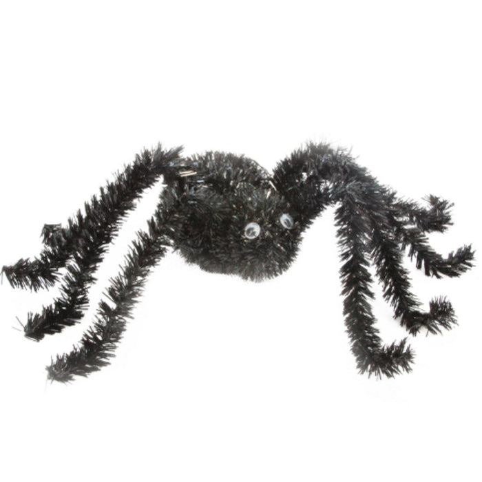 Black Tinsel Spider Orn - 15cm