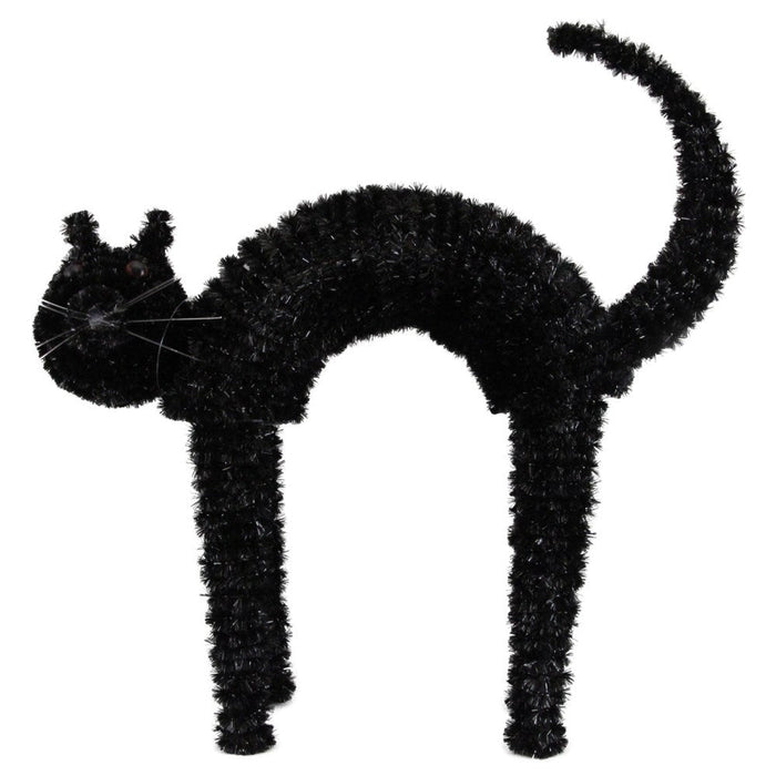 Black Tinsel Standing Cat Orn - 37.5x 43c