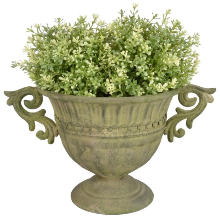 AM67 - AGED METAL GREEN URN ROUND (SMALL)